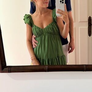 Abercrombie & Fitch Green Smocked midi Dress
